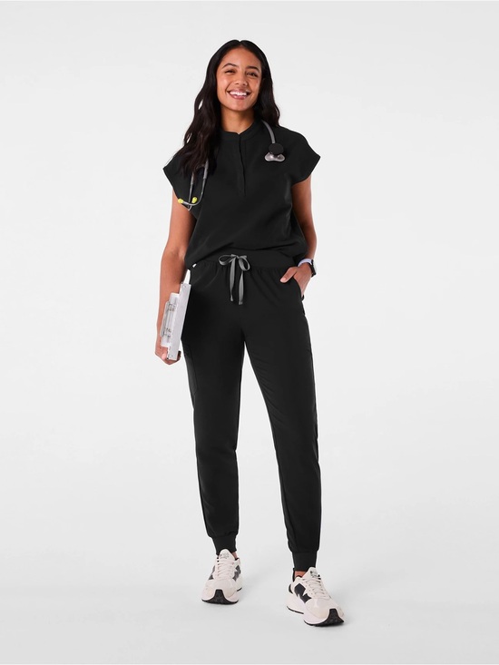 Figs Pants - Figs Zamora Black Joggers with Drawstring Waist
